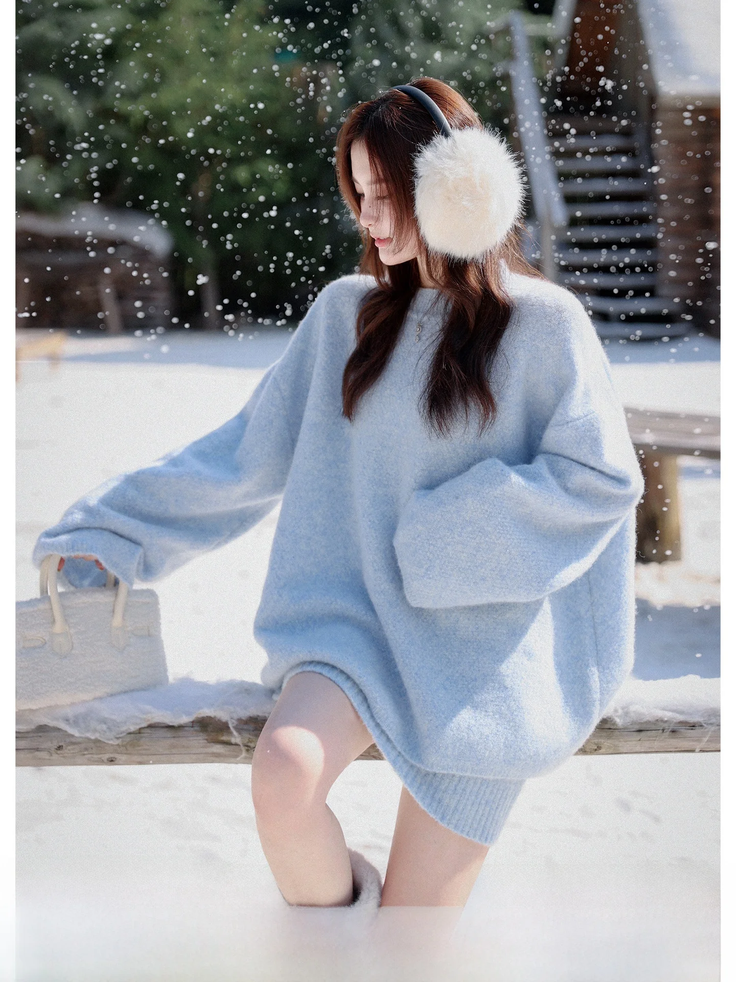 

Versatile Winter Wool Blend Knitwear Set Elastic Body ape f Skirt Sweater Easy to Match Women's Faion Chinese Brand