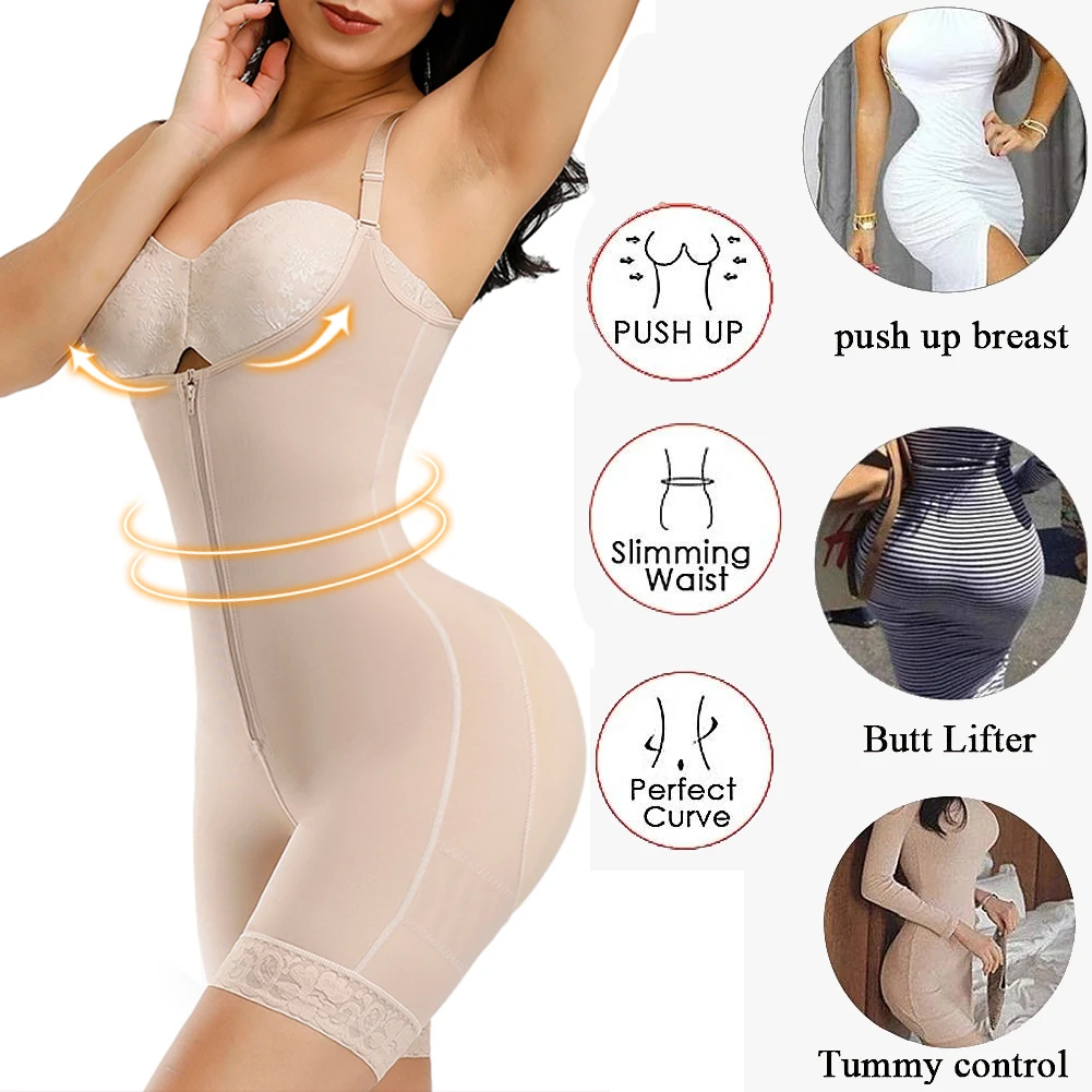 Fajas Colombianas 탈부착 스트랩 전신 성형기, 배 슬리밍 산후 스테이지 3 거들 푸시업 엉덩이 리프터 셰이프웨어