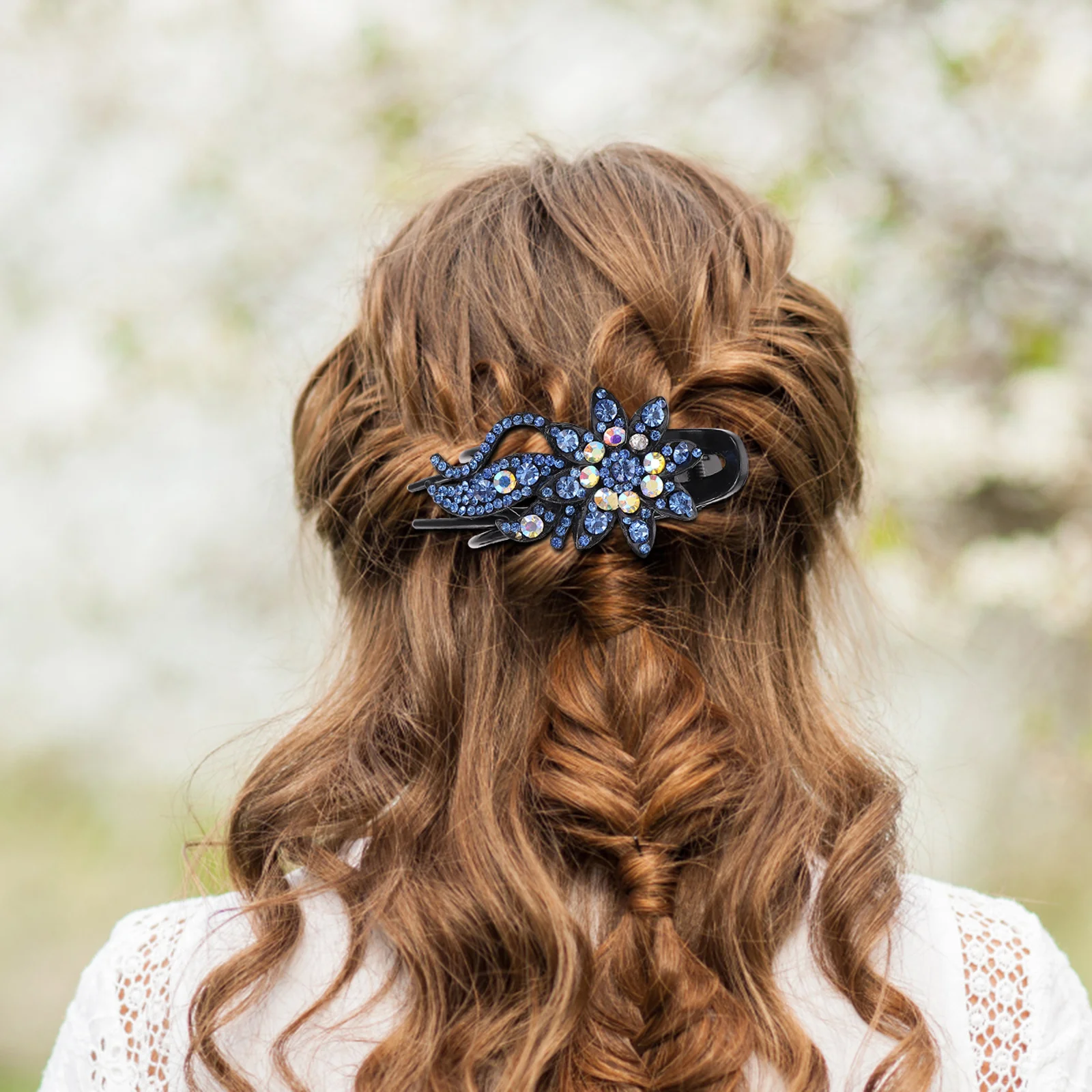 4 قطعة مشبك شعر منقار البط كليب زهرة حجر الراين ذيل حصان حامل غير تالف إكسسوارات الشعر للنساء الفتيات ارتداء اليومي