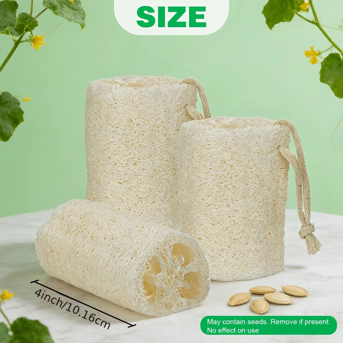 2Pcs 4 Inch Natural Loofah Exfoliating Body Sponge, Plant-Based Organic Luffa Sponge for Face Back Shower Cleaning & Dish Washin