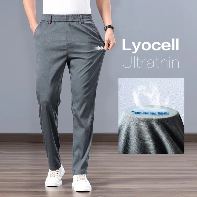 

High Quality New Summer Lyocell Fabric Men's Casual Pants Lightweight Breathable Comfortable Versatile Business Trousers Male