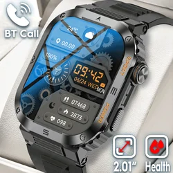 New Rugged Military Smart Watch Men 400mh Large Battery Heart Rate Monitor 2.01'' Bluetooth Call Outdoor Smartwatch MK66 Upgrade