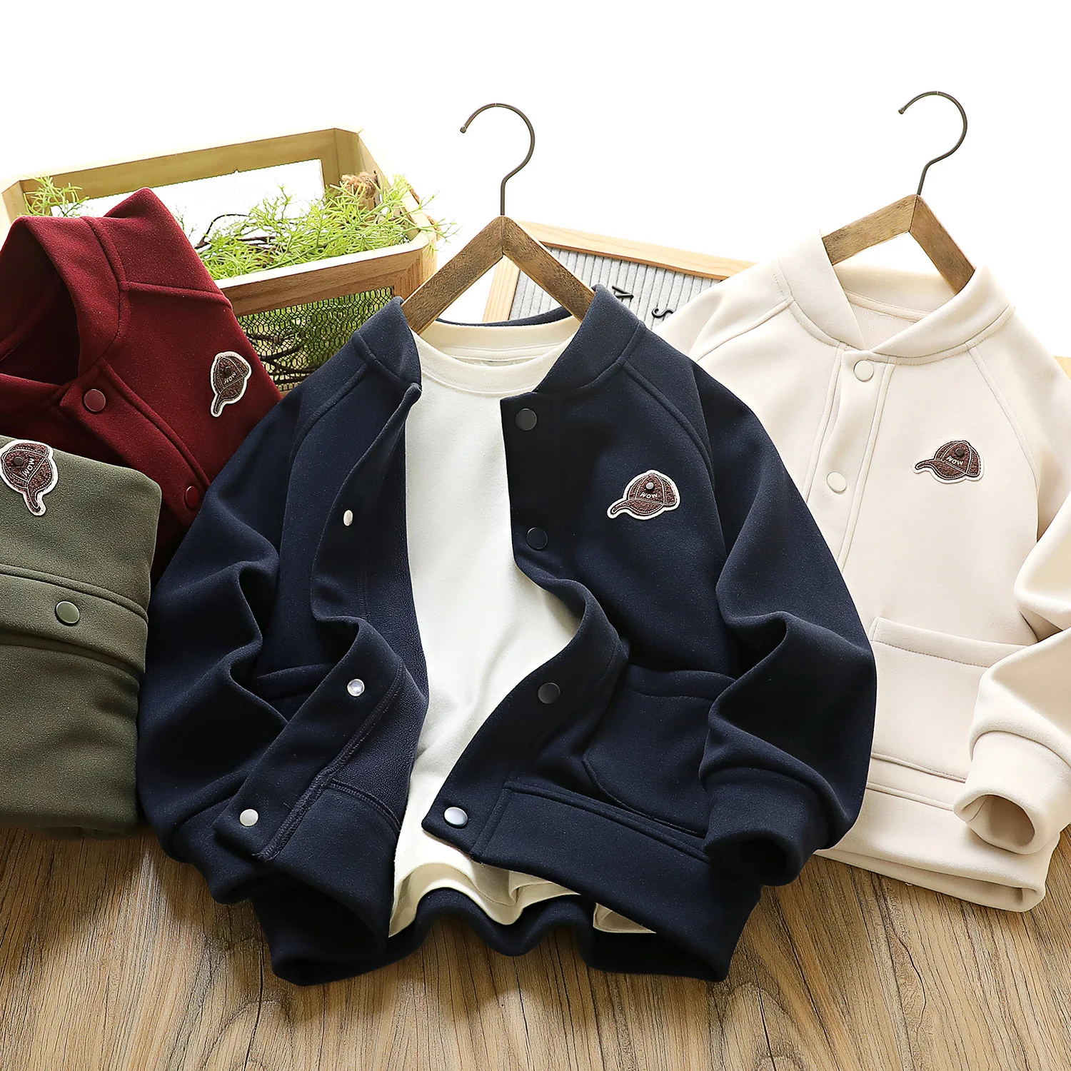Toddler Boys Baseball Jacket Kids Fall Winter Coat Fleece Children's Clothes