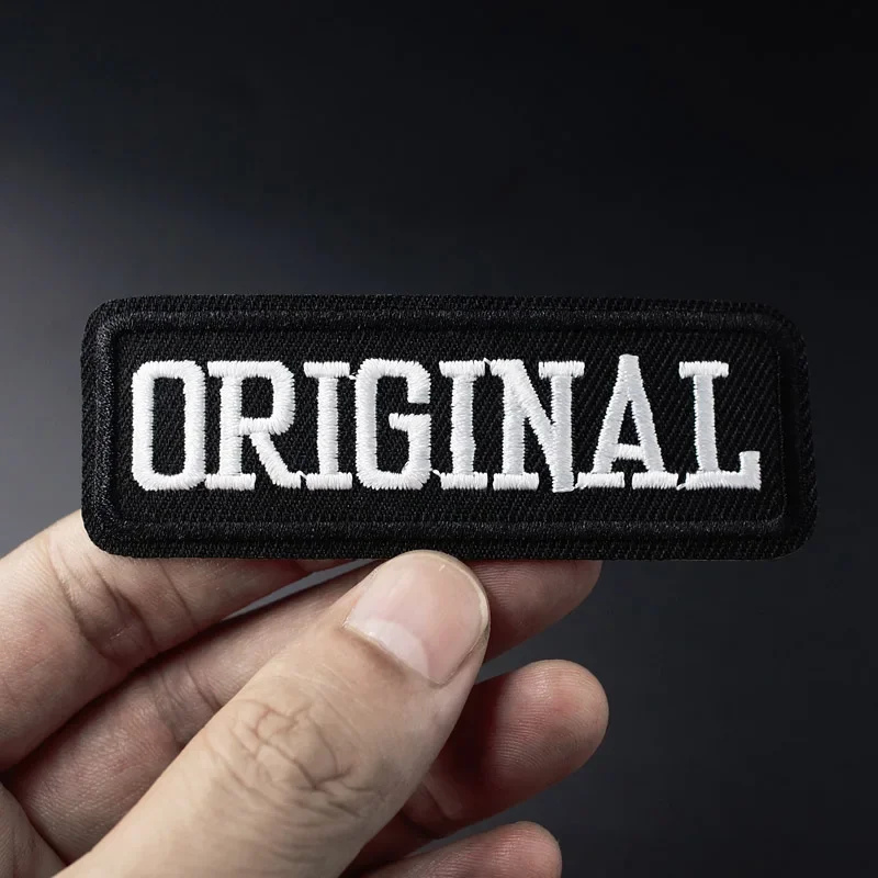 ORIGINAL Size:2.7x8.0cm Embroidery Patches For T-shirt Iron on Stripes Appliques Clothes Stickers Sew on Badges