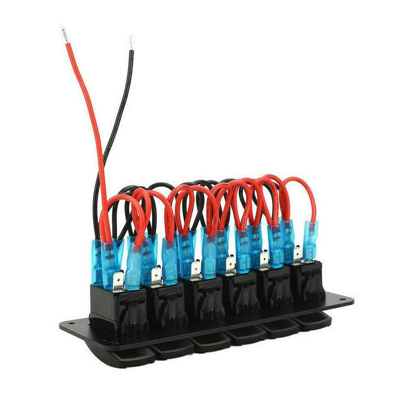 5 Gang Rocker Switch Panel - 5 Pin ON Off Toggle Switch With Blue LED Backlit Wiring Harness For Boat Car Marine ATV UTV