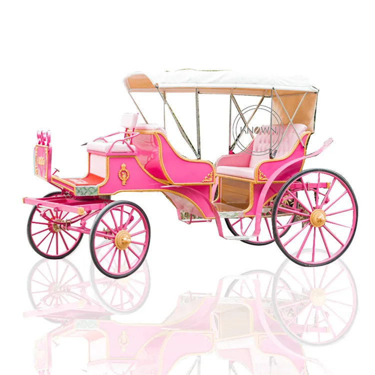 OEM 6 Passenger Wedding Horse Carriage Pink Electric Morden Vintage Outdoor Marathon Sightseeing Car