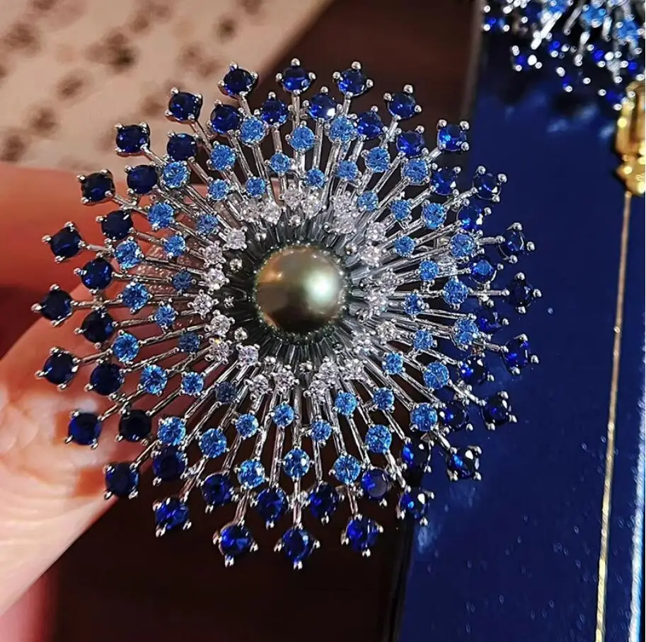 

Потрясающие круглые броши с черно-зелеными жемчужинами и кристаллами диаметром 10-11 мм, ювелирные изделия из серебра 925 пробы, комплекты ювелирных украшений для женщин