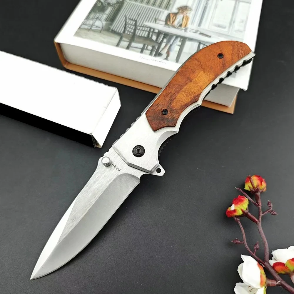 Folding Knife FA20 5Cr13Mov Blade 420 Steel Colored Wood Handle Pocket Survival Camping Outdoor Utility Multi-purpose Knives