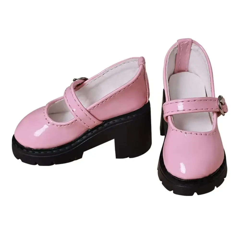 

Mini Shoes Thick Sole Bjd Doll Shoes High Heels Casual Wear Doll Leather Shoes Black Brown Round Toe 1/4 Doll Shoes DIY Toys