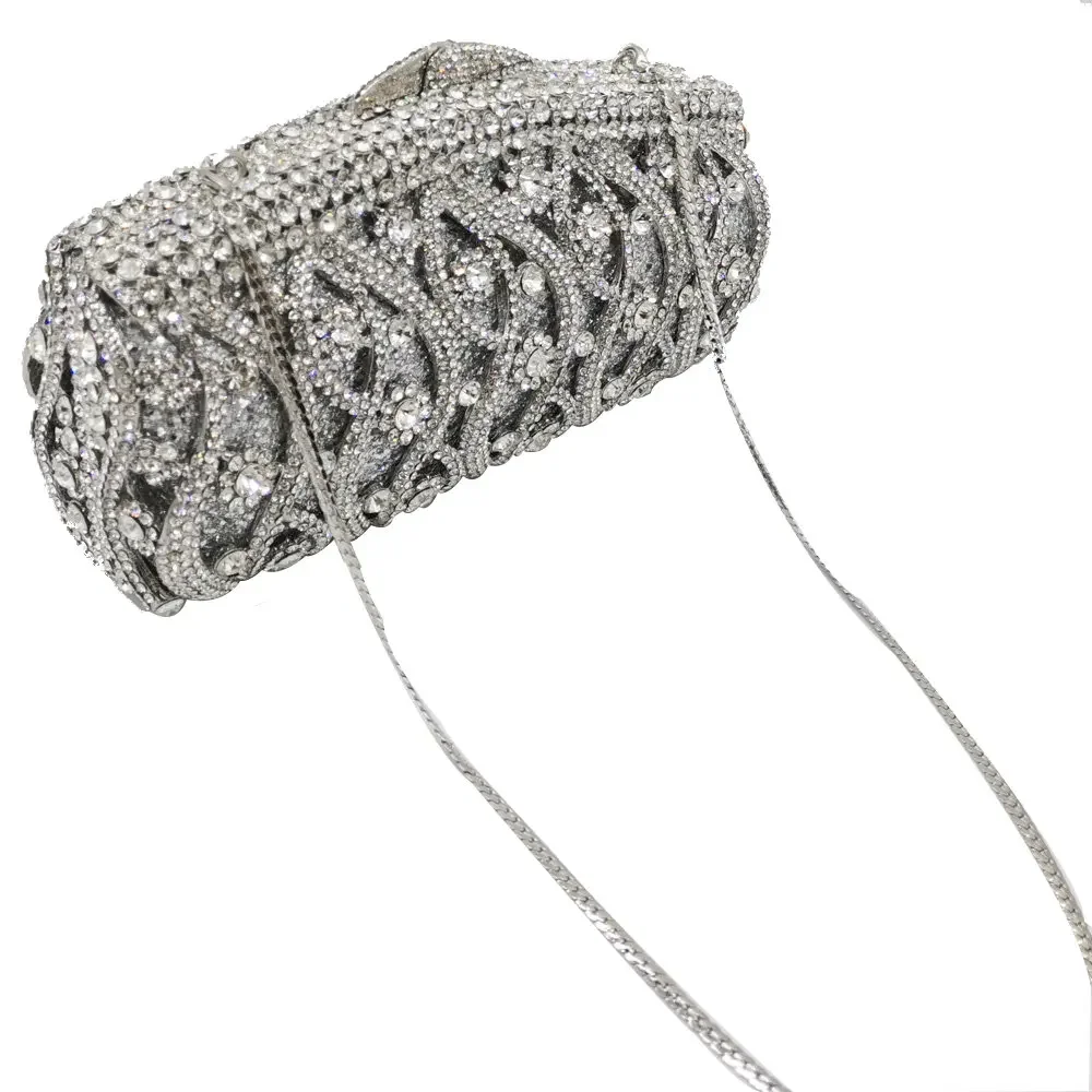 Boutique De FGG (in stock) Crystal Women Clutches Evening Bags Wedding Party Cocktail Metal Minaudiere Diamond Handbag and Purse