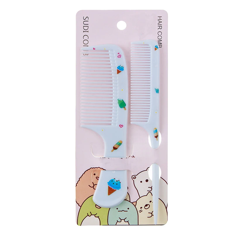 2pcs/set Cute Kids Hairdressing Comb Anti-static Pointed Tail Comb For Girls Children Strawberry Fruit Pattern  Kids Hair Comb