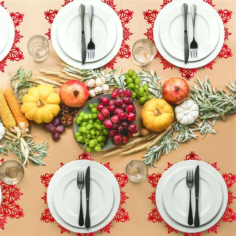 AT59 8X ندفة الثلج المفارش الزينة الأحمر ندفة الثلج مفارش المطبخ الجدول الحصير لعيد الميلاد عطلة الزفاف ديكور أ #3