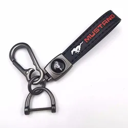 Leather Metal Car Key Chain Ring Keychain For Ford Fusion Mustang Explorer F150 F250 F350 EcoSport Edge S-MAX Ranger Accessories