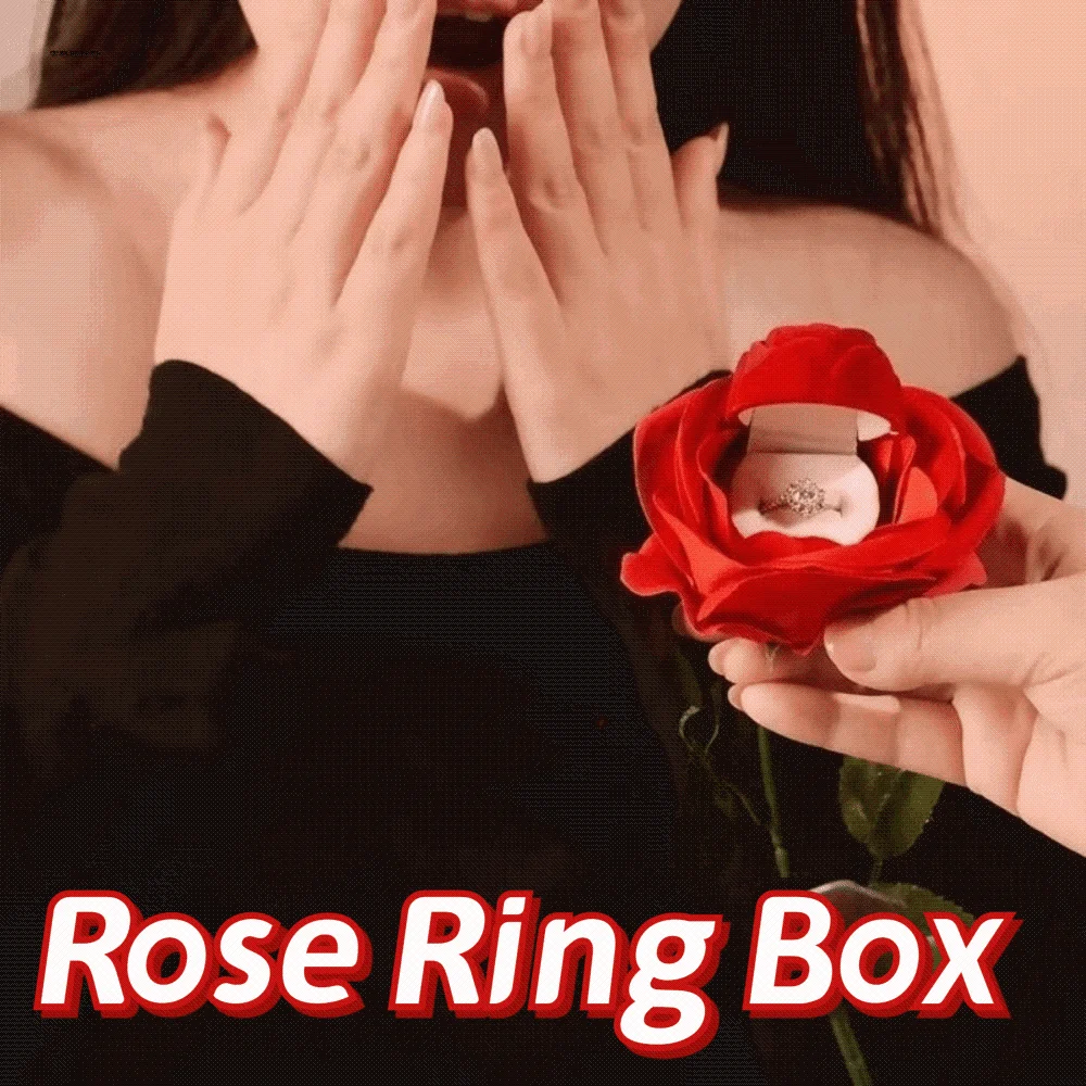 

Elegant Creative Wedding Ring Holder Red Velvet Earrings Jewelry Display Box 3D Red Rose Packaging Ring Bearer Case Gift Box