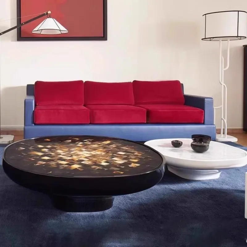 

/Rustic Black Coffee Table European Round Unique Minimalist Modern Coffee Table Space Saving Stoliki Kawowe Furniture For Home