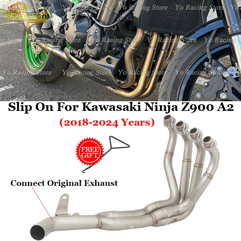 Full System Muffler 51mm Header Front Link Pipe Slip On For KAWASAKI Z900 A2 35KW 70KW 2017 - 2024 Motorcycle Exhaust Escape