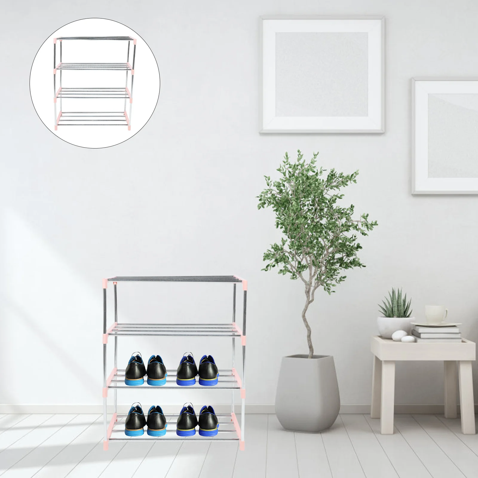 

Four-Layer Shoes Rack Strong PP Stainless Steel Multi Storage Holder Household Shoe Shelf Simple Home Organizer