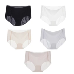 5Pcs Summer Ice Silk Seamless Underwear Ladies Summer Ultra-thin Sense Quick-drying Pants Briefs Panties M-XL