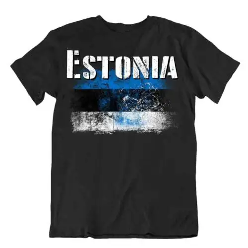 Estonia flag Tshirt T-shirt Tee top city map sinimustvalge facing blue lions oak