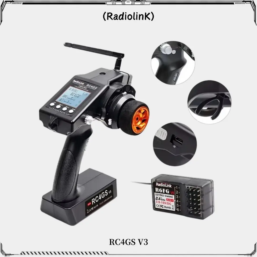 RadioLink RC4GS V3 2.4G 4CH 400M Trasmettitore telecomando distanza e ricevitore interno giroscopico R6FG per barca auto RC