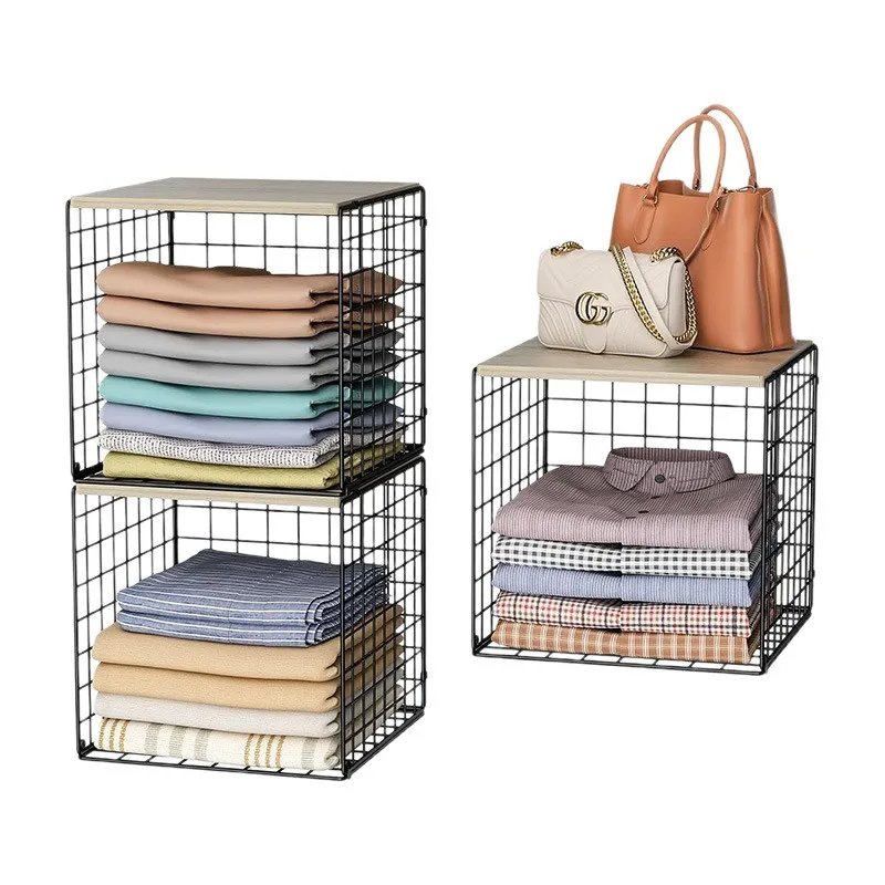 

Three-layer stackable wardrobe storage and storage rack, layered storage stacking clothing basket