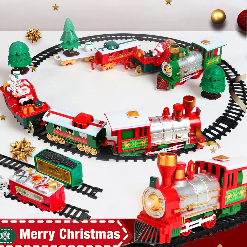 

Fun Christmas Electric Rail Train Toy Set Children Puzzle Handmade DIY Assembled Rail Train Toy Party Interactive Christmas Gift