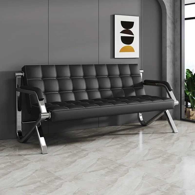 Factory Supply Modern Design Executive Office Furniture Black Leather Sofa Luxury Sofa Hospital Waiting Sofa Clinic