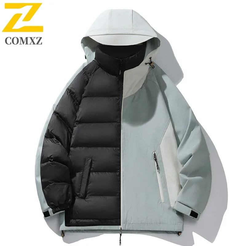 COMXZ سترة منتفخة مقاومة للبرودة سميكة دافئة وسيم التخييم مبطن سترة العمل عالية الجودة الشتاء الحشو ملابس للرجال