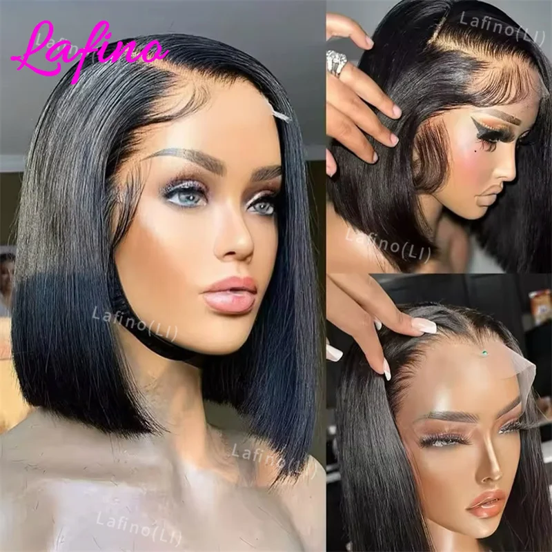 

Парик-боб из натуральных волос 200% плотности, 13x6, прямой, без клея, готовый к носке, для женщин, с кружевной застежкой 4x4