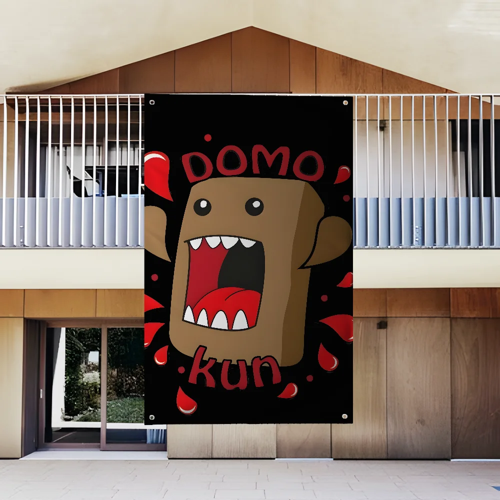 Cartoon Cute Domo-kun Flag For Garden Flags Party Living Room Home Balcony Wall Decor Banner Bedroom Tapestry Outdoor