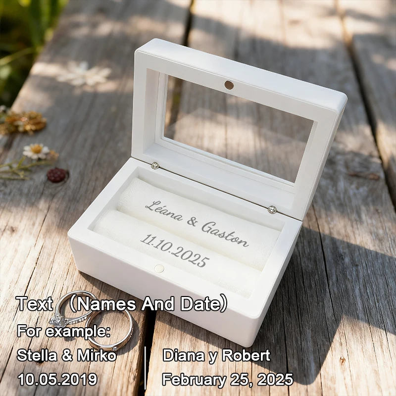 Gepersonaliseerde trouwring box houder aangepaste huwelijksceremonie ring box wit aangepaste naam ring box gepersonaliseerde hoge kwaliteit