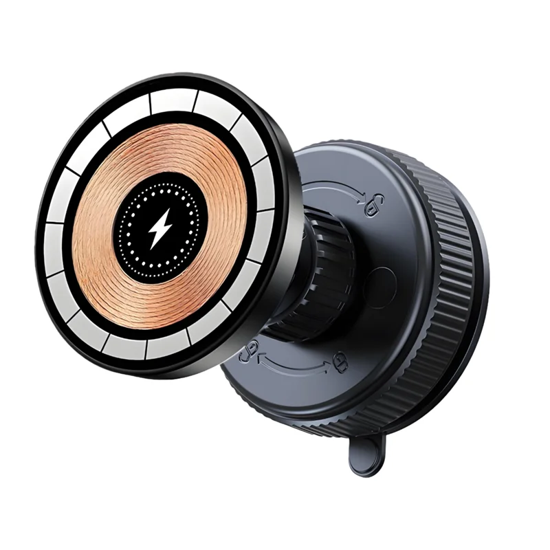 

Nano Glue Vacuum Suction Cup 15W Magnetic Car Phone Holder Wireless Charger 360° Rotation Mount for Bedroom Bath Glass Dashboard
