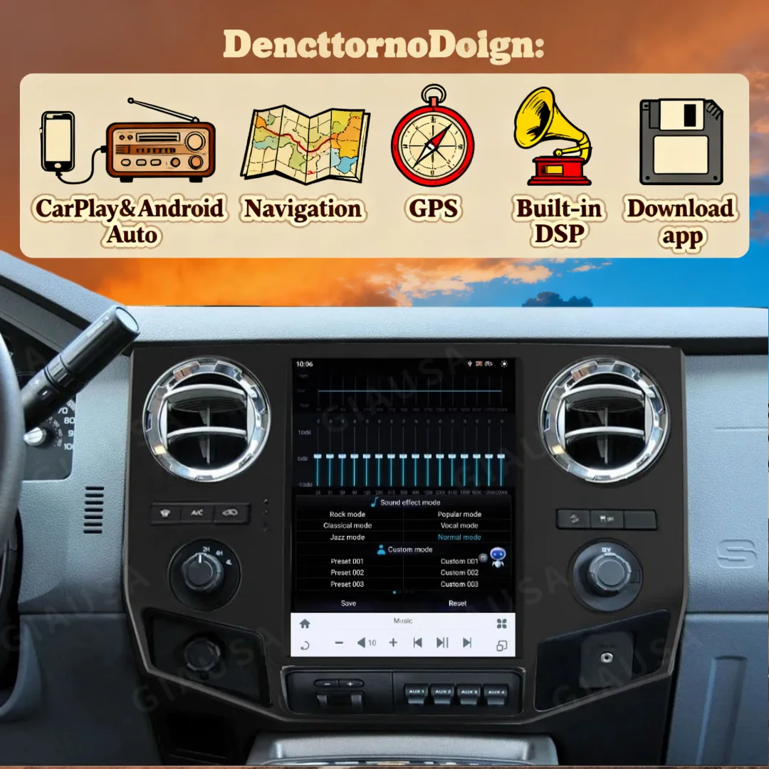 

12.1-дюймовый сенсорный экран для Ford F250 F350 F450 F650 2008-2016, GPS, Carplay, Android, автомобильный мультимедийный видеоплеер, стерео, головное устройство