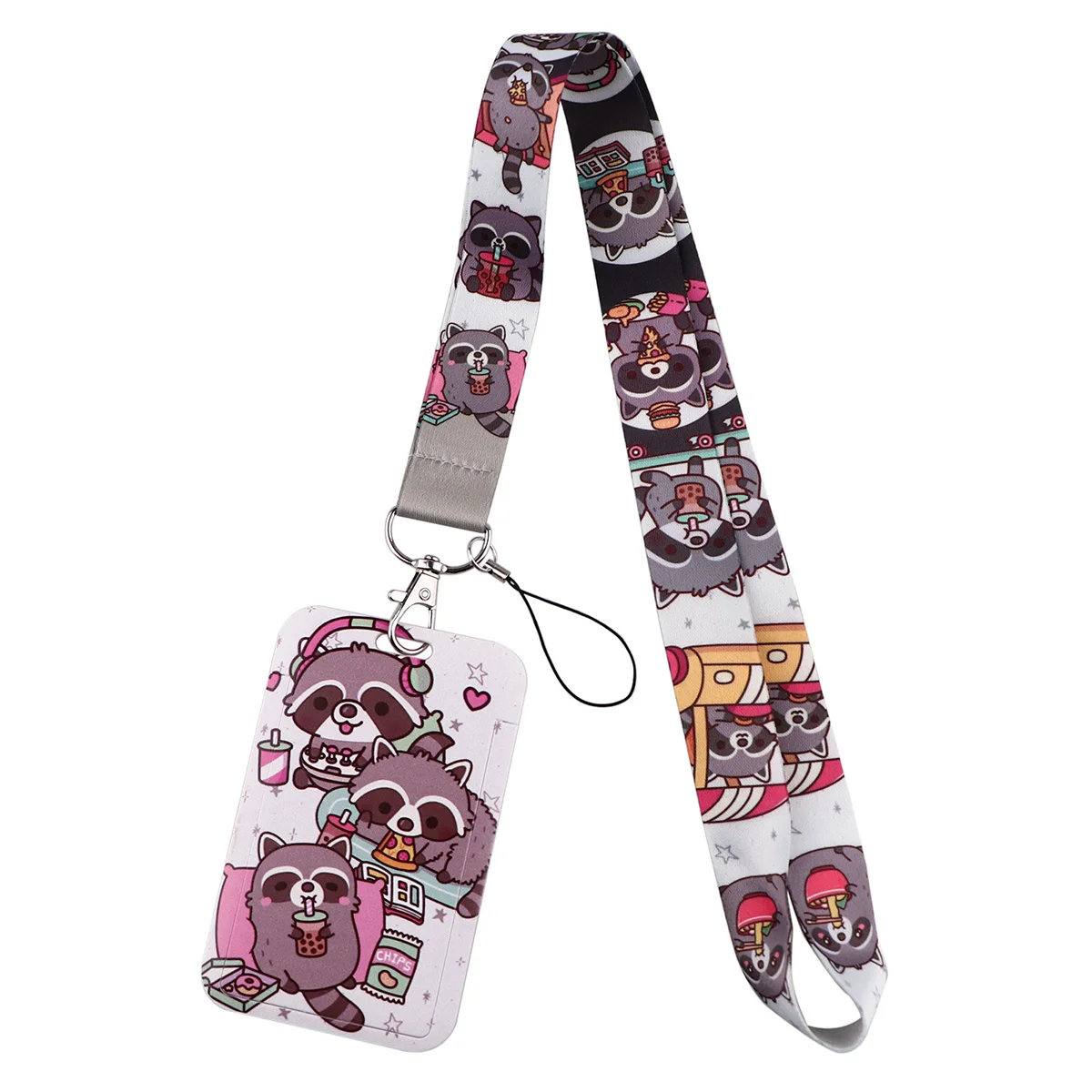 Cute Bee Cartoon Lanyard Card Holder Neck Strap for key ID Card Raccoon Straps Badge Holder DIY Hanging Rope Keyring Accessories