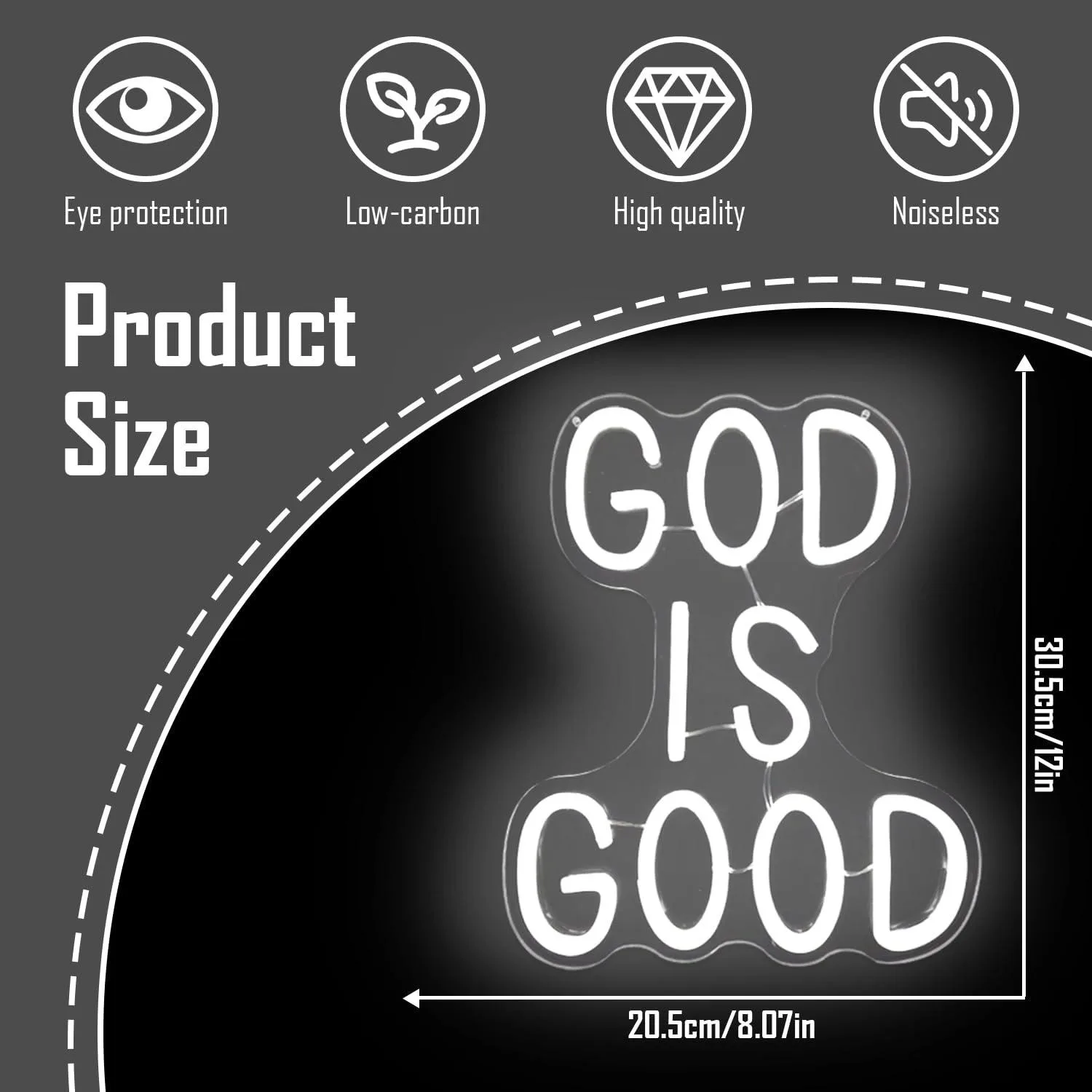 God is Good Neon Sign USB Dimmable LED Light for Home Bedroom Church Events Religious Aesthetic Decor Special Gifts Wall Lights