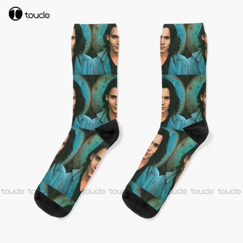 Young Johnny Depp Socks Cool Socks For Men Fashion Creative Leisure Funny Art Abstract Oil Painting Socks 360° Digital Print Art