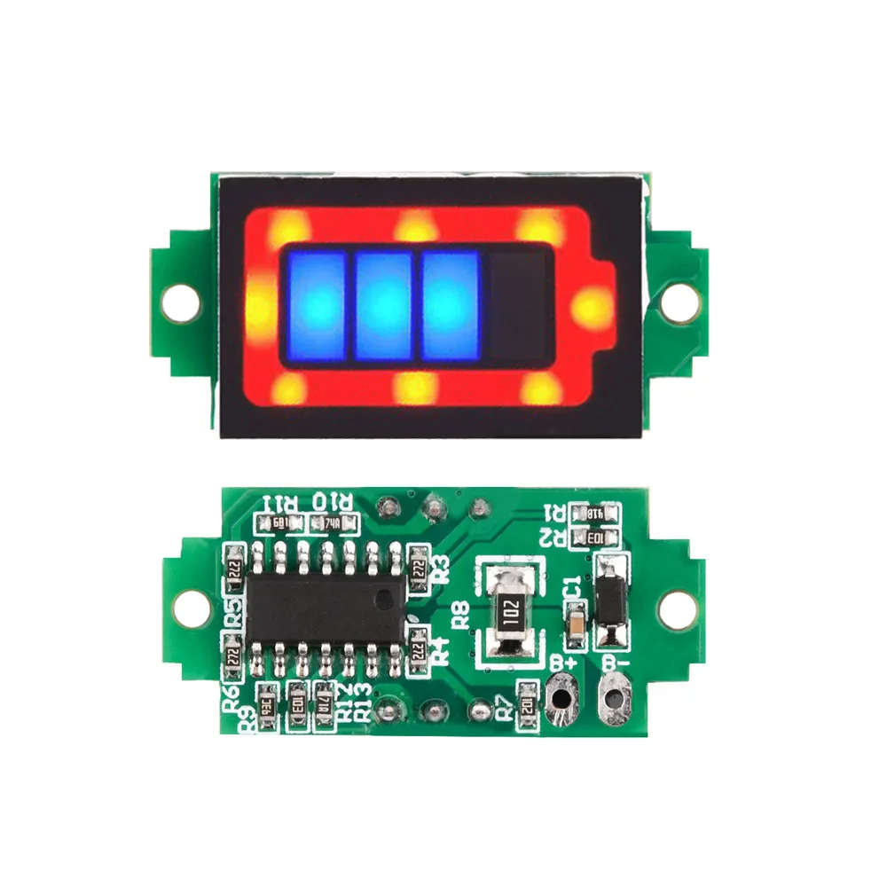 Módulo Indicador De Capacidade Da Bateria De Lítio, Testador De Potência De Bateria De Veículo Elétrico, 1S, 2S, 3S, 4S, Único 3.7V, 4.2V, Azul ou Verde Display