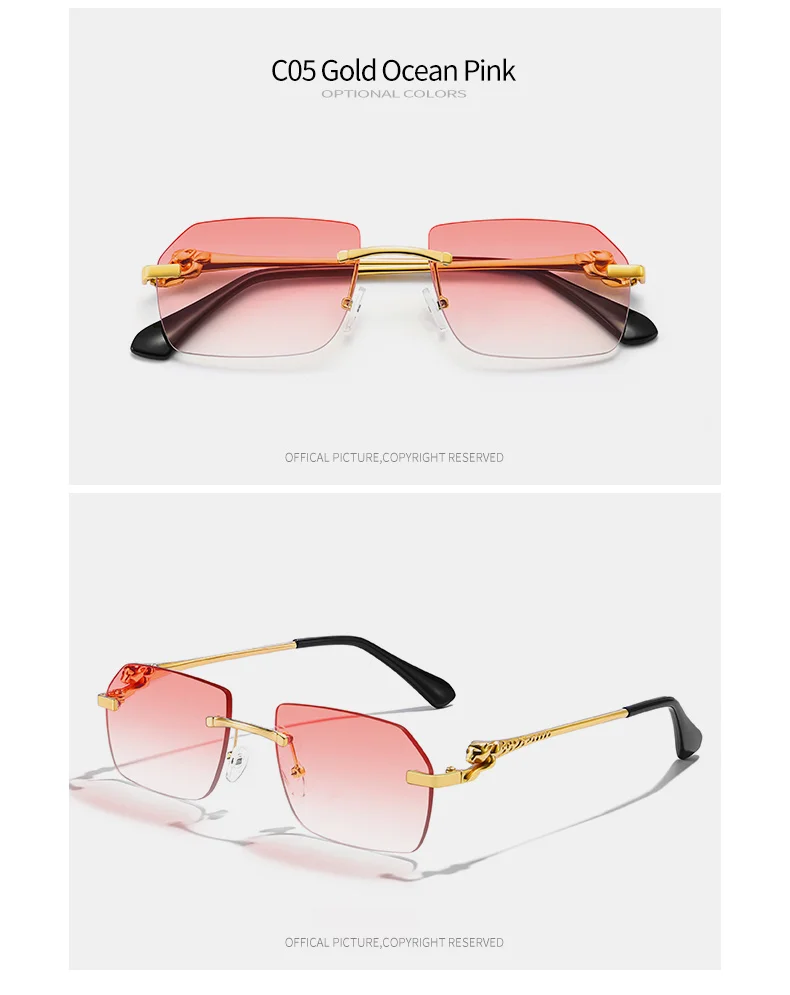 Hbk steampunk randlose Sonnenbrille Männer neue Vintage Geparden kopf legierung rahmen los für Mann Frauen Luxus fahren Sonnenbrille – Detail 15