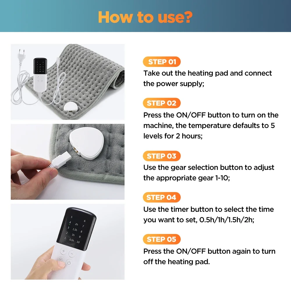 لوحة التدفئة الكهربائية 30*60 سنتيمتر متعددة الوظائف بطانية تدفئة وسادة 10 مستويات درجة الحرارة الجسم الخلفي دفئا للاستخدام المنزلي مكتب #6