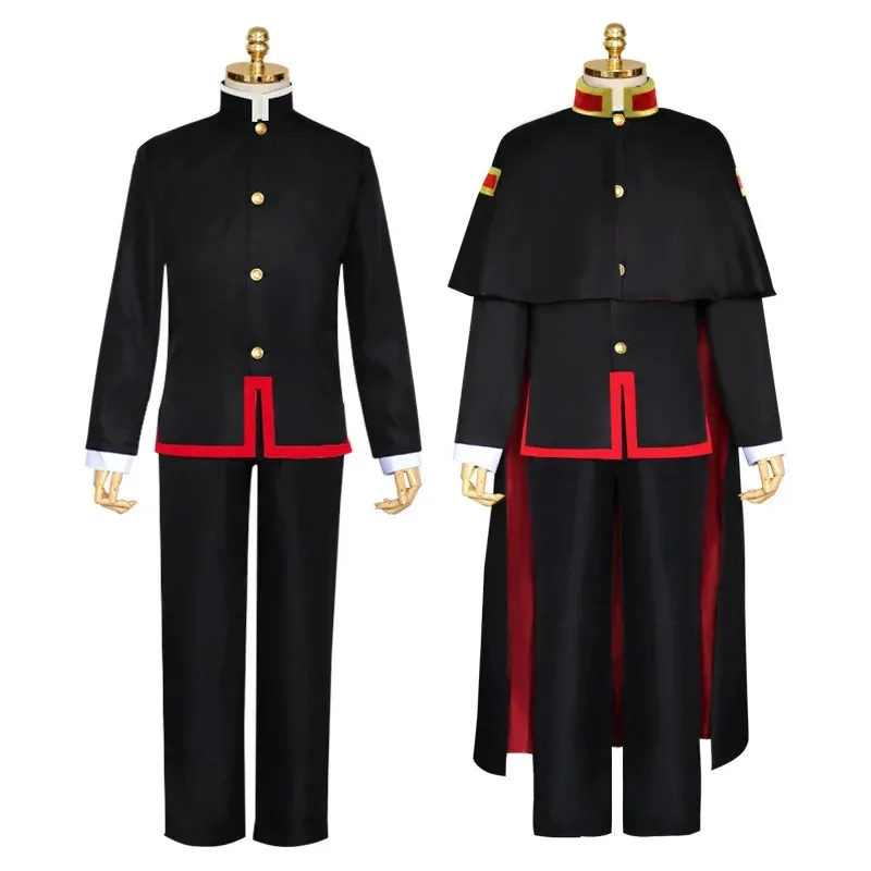 Anime Jibaku Shounen Hanako kun Yugi Amane Cosplay disfraz de Halloween capa vinculante negro conjunto completo uniforme peluca sombrero conjunto