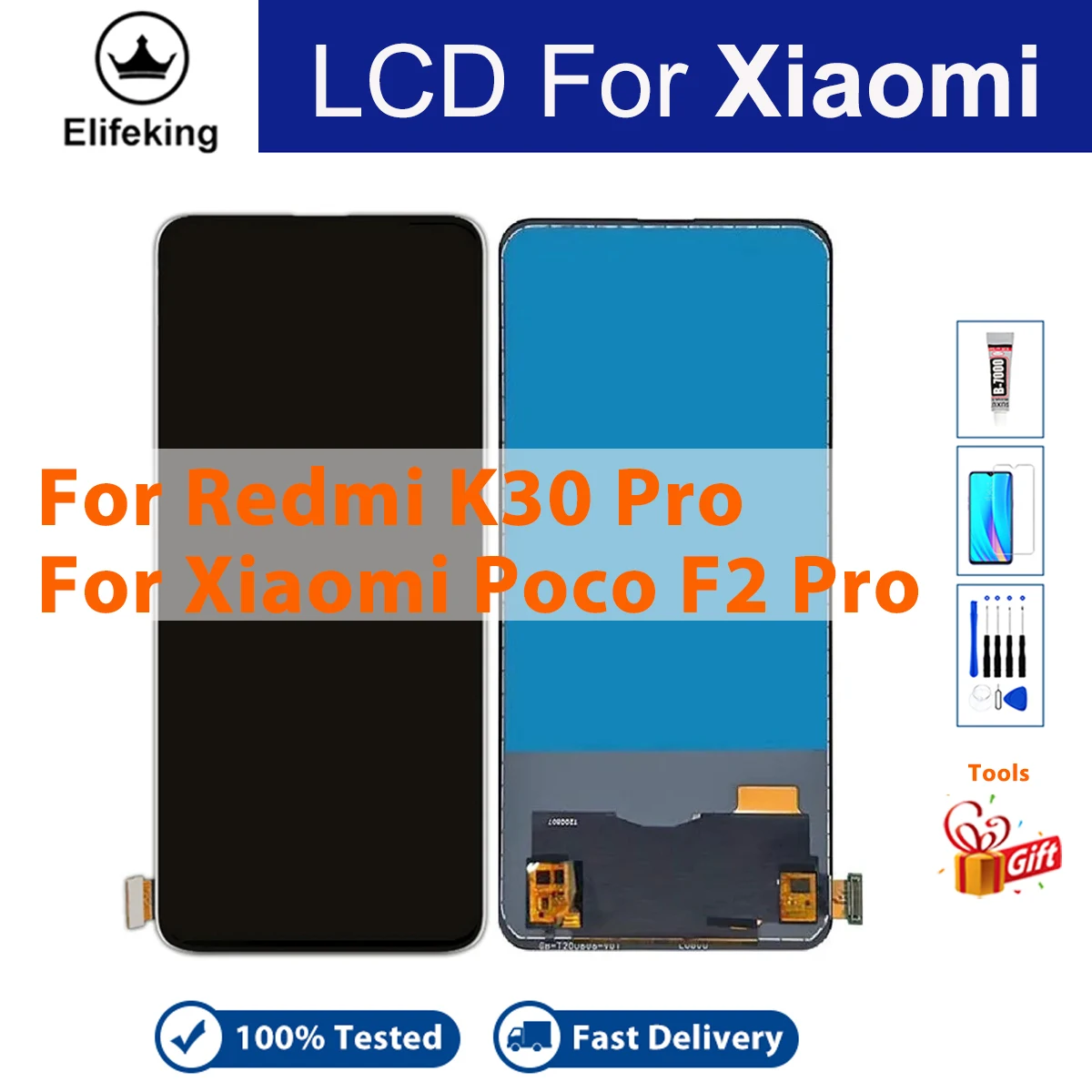 

LCD Display For Xiaomi Poco F2 Pro Touch Screen LCD For Redmi K30 Pro Digitizer Replacement M2004J11G with Free Glue Tools