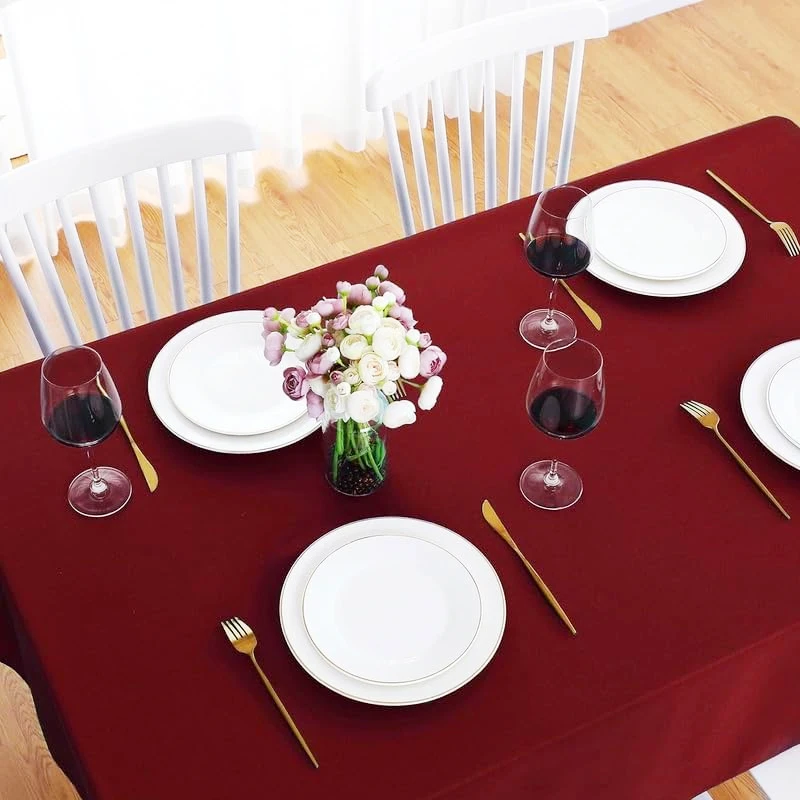 Weihnachten weinrot Polyester Anti-Falten, waschbar und wiederverwendbar, Restaurant Küche Tischdekoration Tischdecke – Detail 5