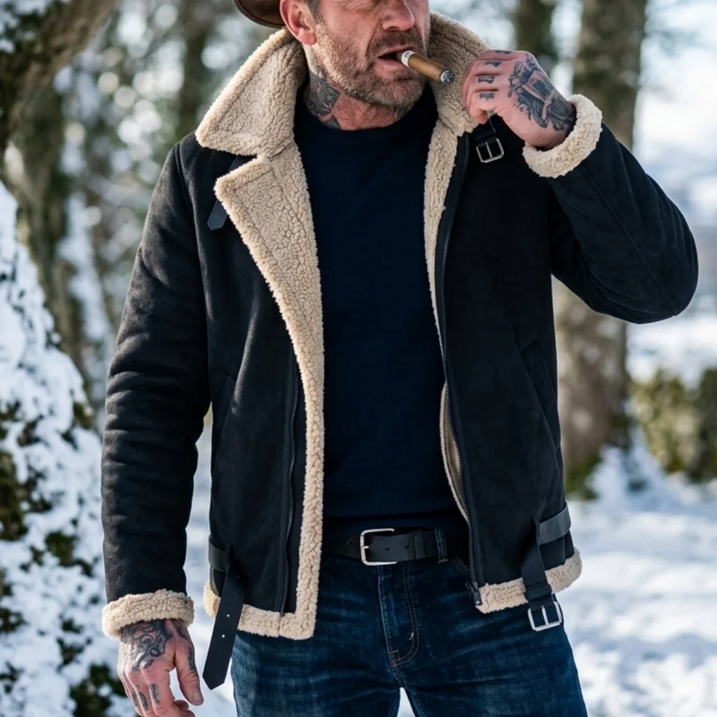 Chaqueta de Invierno para Hombre, de Gamuza Sintética, Forrada de Felpa, Abrigo Cálido para Caza y Senderismo, Cortavientos, Ropa Casual de Calle, Prenda Exterior Masculina de Invierno