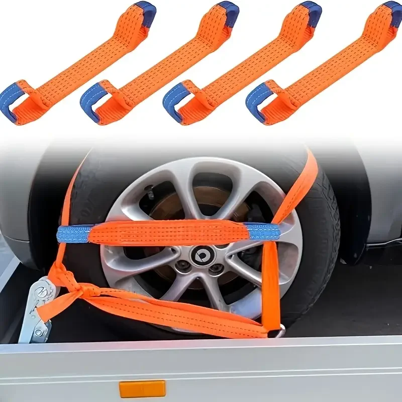 4-Piece 50mm Car Universal Ratchet Straps For Linen Reusable Secure Sturdy Car Trailer Roof Rack Lashing Straps