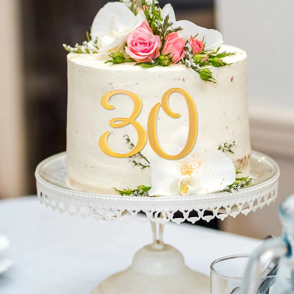 10 Stück Goldene Zahlen-Kuchendekoration 0-9 Set Acrylzahlen für Geburtstag Jubiläum Hochzeit Tortendekoration – Detail 5