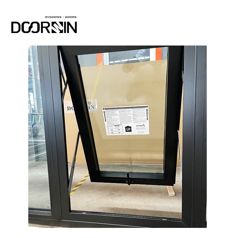 Doorwin Industrial Modern Clear Lowe Glass Triple Glazed Windows House Windows Aluminiowa markiza typu Czarne okna