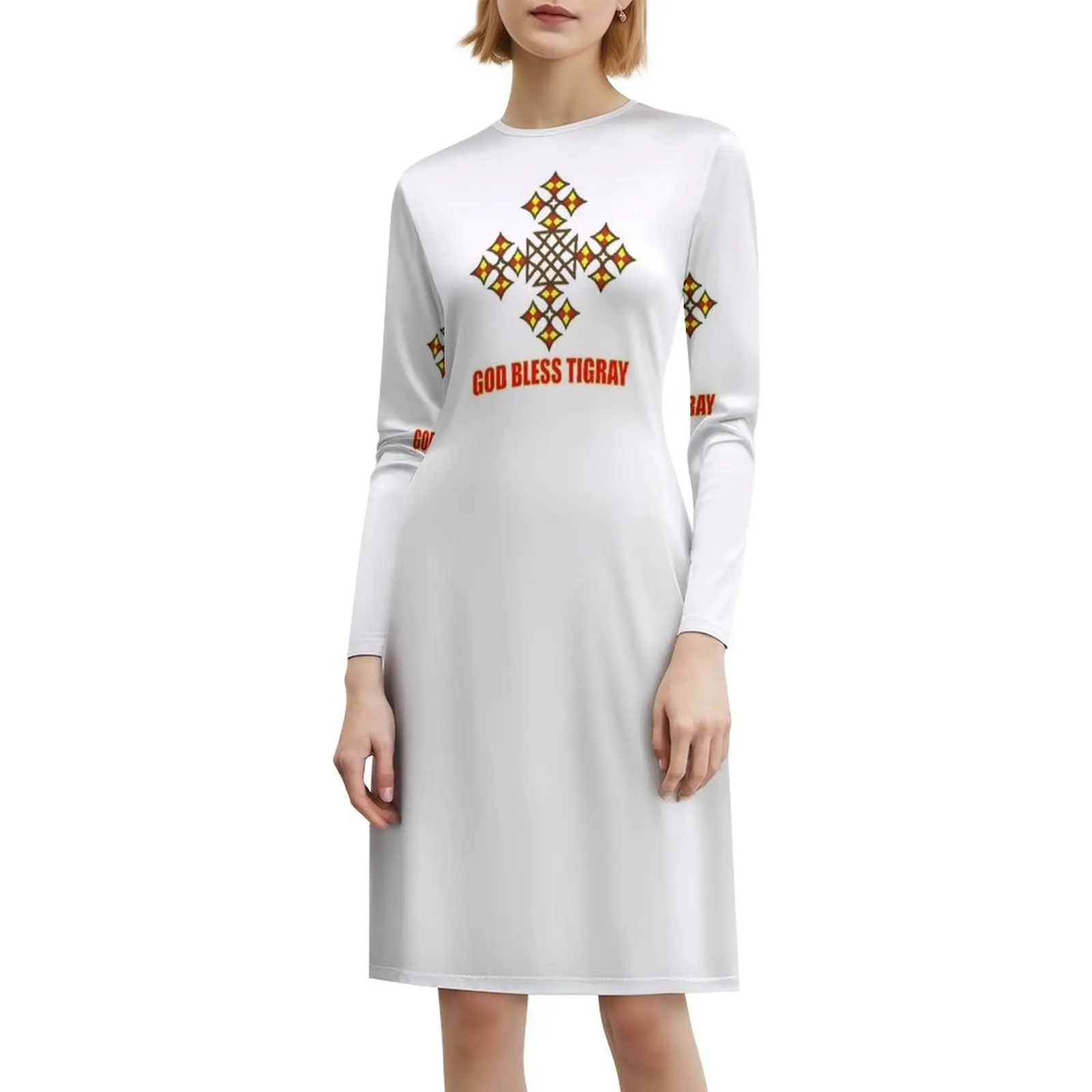 بارك الله تيغراي |   فستان سموك متقاطع أرثوذكسي للنساء للربيع والصيف فستان كاجوال للحفلات Istandwithtigray