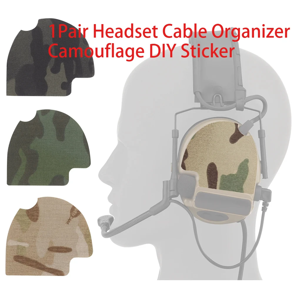 Organizador de almacenamiento de cables para auriculares de caza, pegatina de camuflaje DIY, parche mágico para ComTac(IIIIIVVI), auriculares de caza y tiro, 1 par