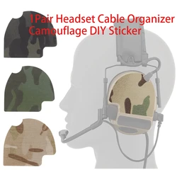 1Pair Hunting Headset Cable Storage Organizer Camouflage DIY Sticker Magic Patch for ComTac(ⅡⅢⅤⅥ) Hunting Shooting Headphon