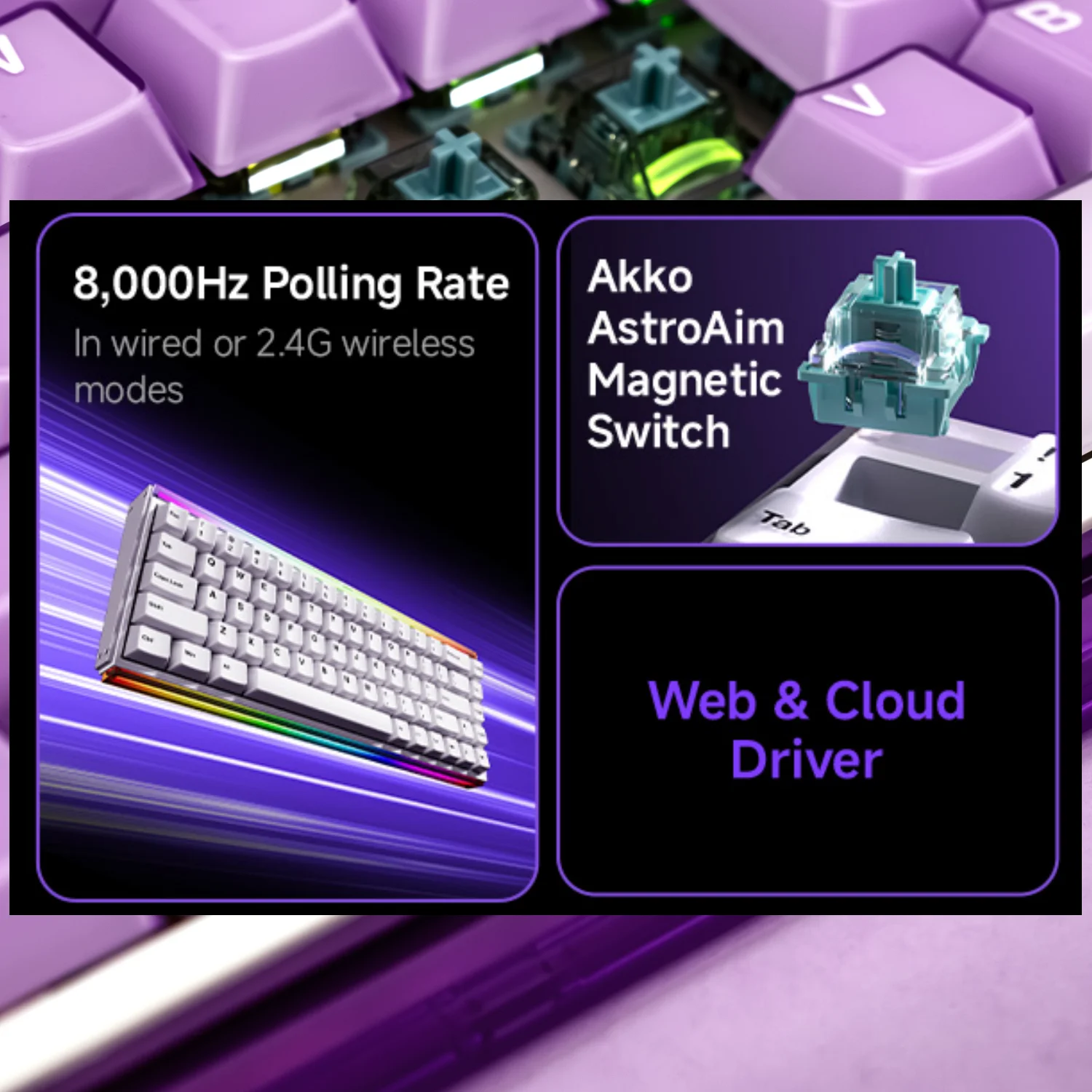 Akko RAY68 HE Magnetic Keyboard 65% 68-Key Rapid Trigger 0.01mm 8K RGB with Lightbox Custom ESports Gaming Mechanical Keybaord